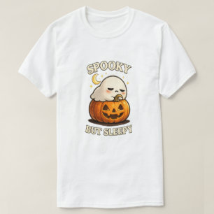 スプーキーだけど眠そうなかわいいおばけのカボチャ ハロウィンアート Tシャツ