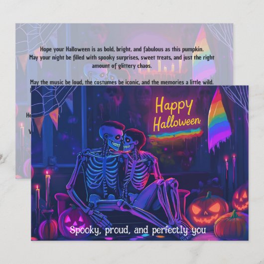 🌈🎃スプーキーでプライドに満ちたあなたにぴったりのLGBTカード 招待状 (正面/裏面)
