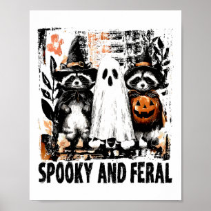 スプーキーで野生のハロウィン かわいい幽霊アライグマ トリック ポスター