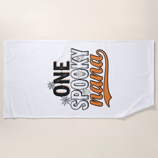 スプーキーななハロウィーン幽霊ヴィンテージTシャツデザイン_1 ビーチタオル (正面)
