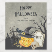 スプーキーなコスチュームとカクテルのハロウィン ワインラベル (シングルラベル)