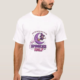 スプーキーな半分が面白いハロウィンTシャツ Tシャツ