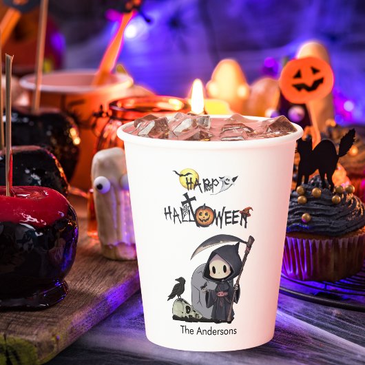 スプーキーな死神の墓地 ゴシックキッズハロウィン 紙コップ