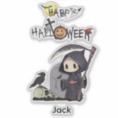 スプーキーな死神の墓場カラス ゴシックハロウィン シール (正面)