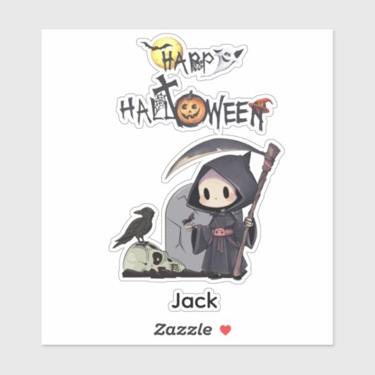 スプーキーな死神の墓場カラス ゴシックハロウィン シール (シート)