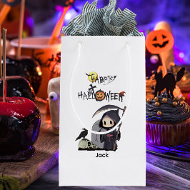 スプーキーな死神の墓場カラス ゴシックハロウィン スモールペーパーバッグ