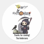 スプーキーな死神の墓場カラス ゴシックハロウィン ラウンドシール (正面)