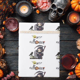 スプーキーな死神の墓場カラス ゴシックハロウィン ラッピングペーパー