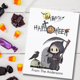 スプーキーな死神の墓場ゴシックハロウィンキッズ ポストカード