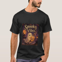 スプーキーな雰囲気のキュートな幽霊ハロウィンTシャツ