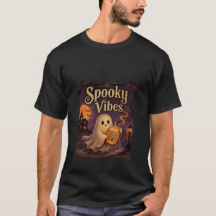 スプーキーな雰囲気のキュートな幽霊ハロウィンTシャツ Tシャツ