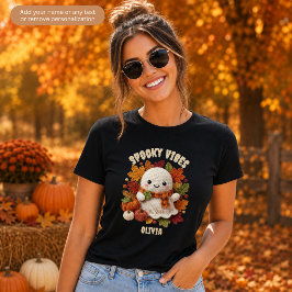 スプーキーな雰囲気のフェイクかぎ針編みゴーストファミリーマッチング Tシャツ