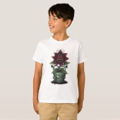 スプーキーな食虫植物モンスター キッズ Tシャツ (正面フル)