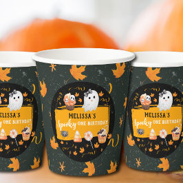 スプーキーな1歳のハロウィンお誕生日おめでとう 紙コップ