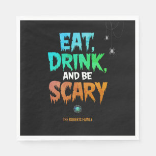 スプーキーな「食べ飲んでハロウィンを怖がろう」ハロウィンパーティー スタンダードランチョンナプキン