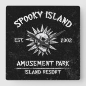スプーキーアイランド創設2002 遊園地 スカル スクエア壁時計 (正面)