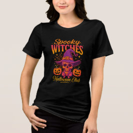 スプーキーウィッチハロウィンクラブのドクロ - 魔女の帽子 トライブレンドＴシャツ