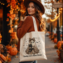 スプーキーキャットとゴーストのハロウィンベストフレンド