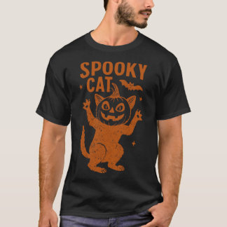 スプーキーキャット スケアリー ハッピー ハロウィン ホリデー イベント Tシャツ