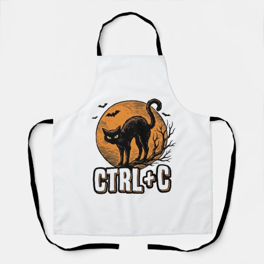 スプーキーキャットCTRL+Cヴィンテージ・ハロウィンベクター・デザイン エプロン (正面)