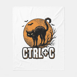 スプーキーキャットCTRL+Cヴィンテージ・ハロウィンベクター・デザイン フリースブランケット