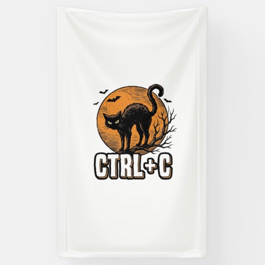 スプーキーキャットCTRL+Cヴィンテージ・ハロウィンベクター・デザイン 横断幕 (縦)