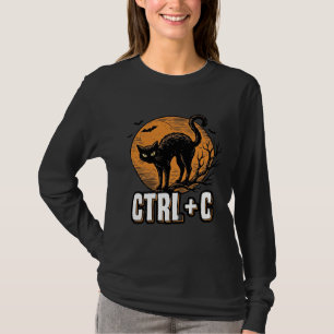 スプーキーキャットCTRL+Cヴィンテージ・ハロウィンベクター・デザイン Tシャツ