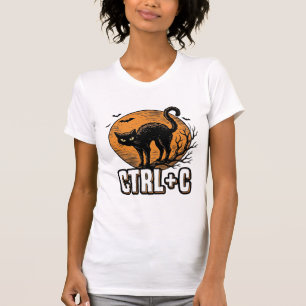 スプーキーキャットCTRL+Cヴィンテージ・ハロウィンベクター・デザイン Tシャツ