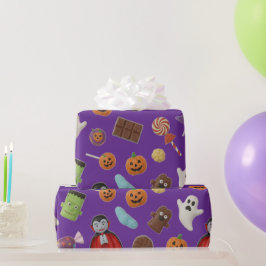 スプーキーキャンディモンスター ハロウィン ラッピングペーパー