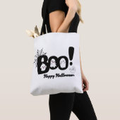 スプーキーキュートな"Boo!"ハロウィーンの幽霊トートバッグ トートバッグ (クローズアップ)