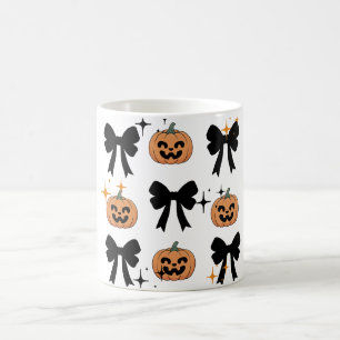 スプーキーキュートハロウィンのリボンとかぼちゃのコーヒーマグ コーヒーマグカップ