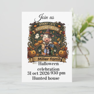 スプーキーキュートハロウィーンカウパーソナライズパーティーグッズ 招待状
