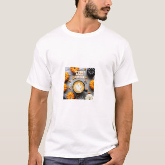 スプーキーグッドコーヒー オバケのラテアート ハロウィン フラット Tシャツ
