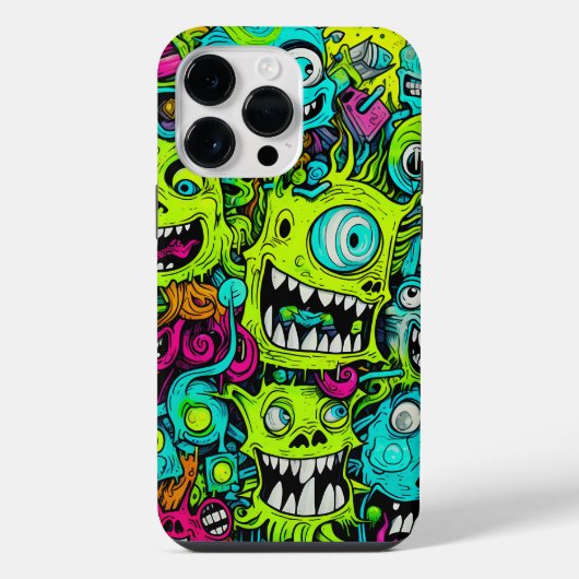 スプーキーグリーンモンスター柄 iPhoneケース (裏面)