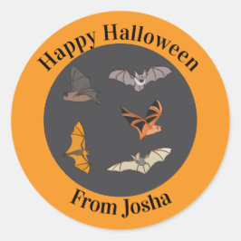 スプーキーコウモリハロウィン ラウンドシール