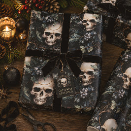 スプーキーゴシックドクロ クリスマスクリープマス ラッピングペーパー