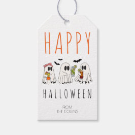 スプーキーゴーストカクテル かわいい大人ハッピーハロウィン ギフトタグ