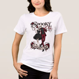 スプーキーシックなスケルトンのカップル ハロウィーンコクテイルTシャツ トライブレンドTシャツ
