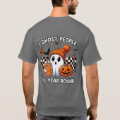 スプーキーシーズンの秋の服装 – かわいい幽霊のハロウィン Tシャツ (裏面)