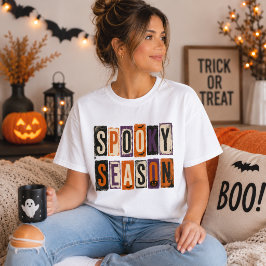 スプーキーシーズンの身代金要求状ハロウィン・タイポグラフィ Tシャツ