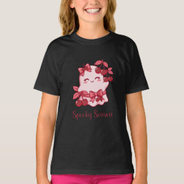 スプーキーシーズンチェリーコケット幽霊リボンキュートアート Tシャツ