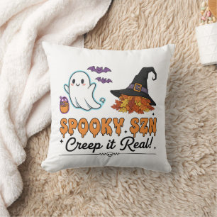 スプーキーシーズンハロウィンのおばけ – かわいい秋の装い クッション