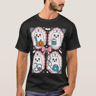 スプーキーシーズンハロウィンゴーストナースコケットリボンS Tシャツ