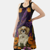 スプーキー京犬ハロウィン魔女とパンプキン エプロン (インサイチュ)