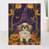 スプーキー京犬ハロウィン魔女とパンプキン カード (正面)
