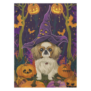 スプーキー京犬ハロウィン魔女とパンプキン テーブルクロス