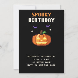 スプーキー誕生日ピクセルアートハロウィン招待状 招待状