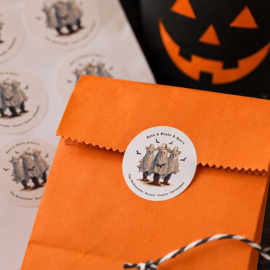 スプーキー ウエスタン カウボーイ ゴースト ハロウィン ラウンドシール