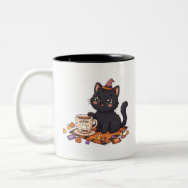 スプーキー&カフェイン ハロウィーン 黒猫 ツートーンマグカップ