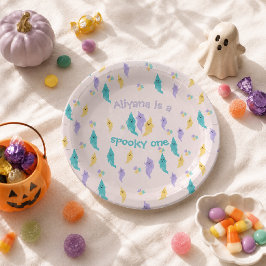 スプーキー・キュート・カラフル・ハロウィーン・ゴースト・バースデー ペーパープレート
